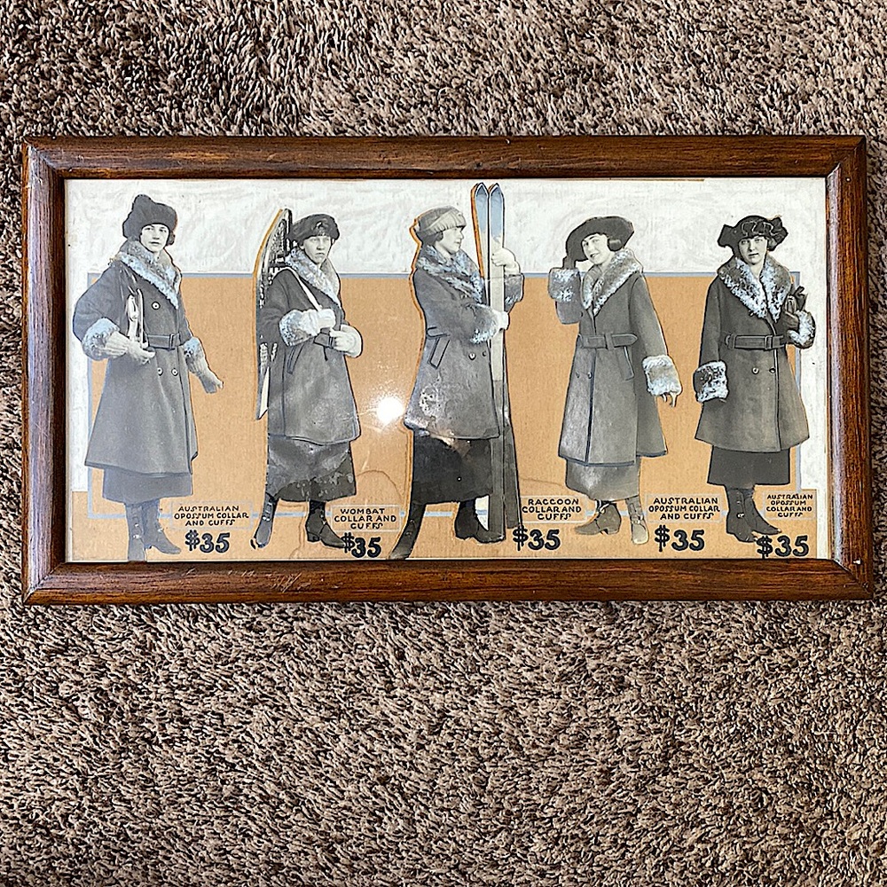 Vintage Picture Frame with Women wearing Fur